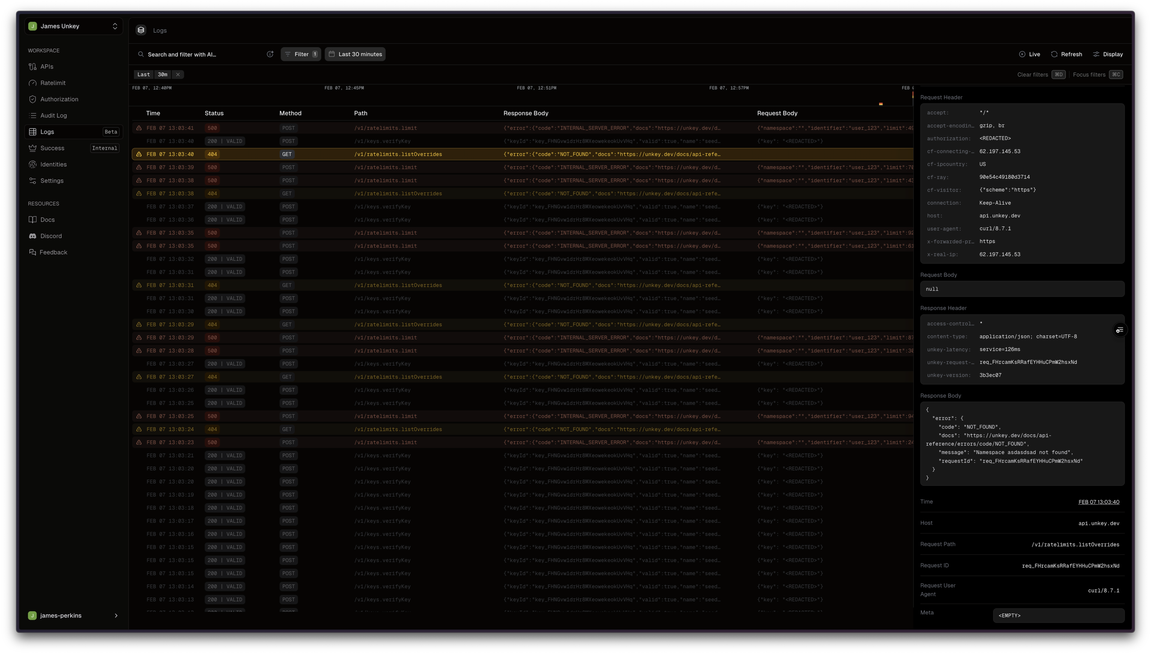 Logs example